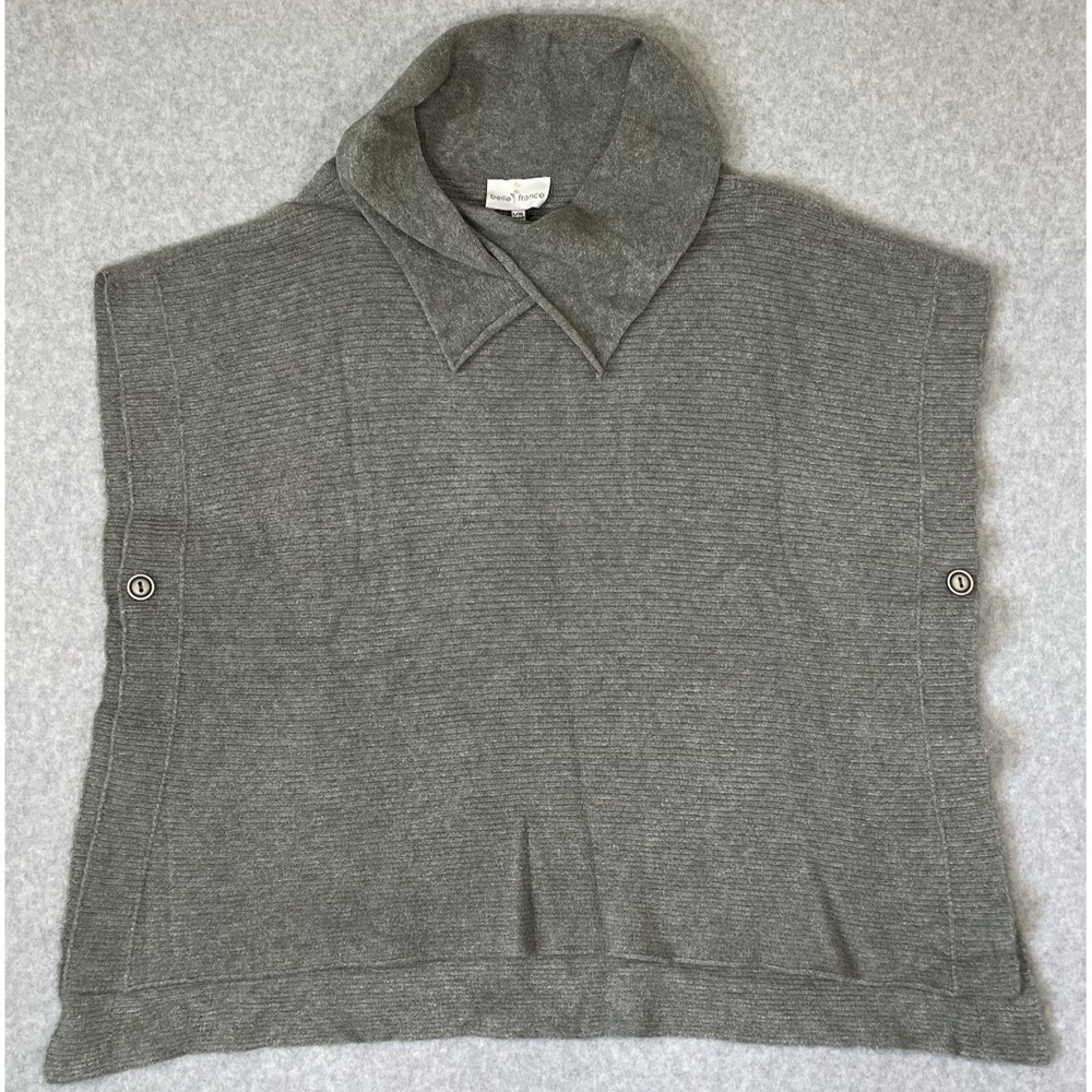 Belle France Poncho Sweater Wrap Women Size L / XL Gray Green Super Soft Cozy